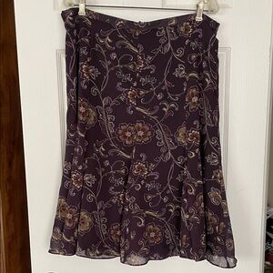 Sag Harbor Floral Midi Skirt in Deep Purple and green